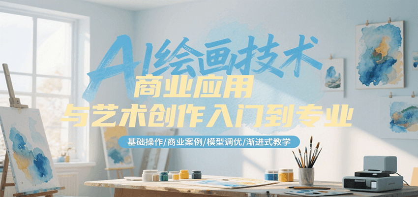 AI绘画技术商业应用与艺术创作入门到专业，基础操作/商业案例/模型调优/渐进式教学-佳腾网赚