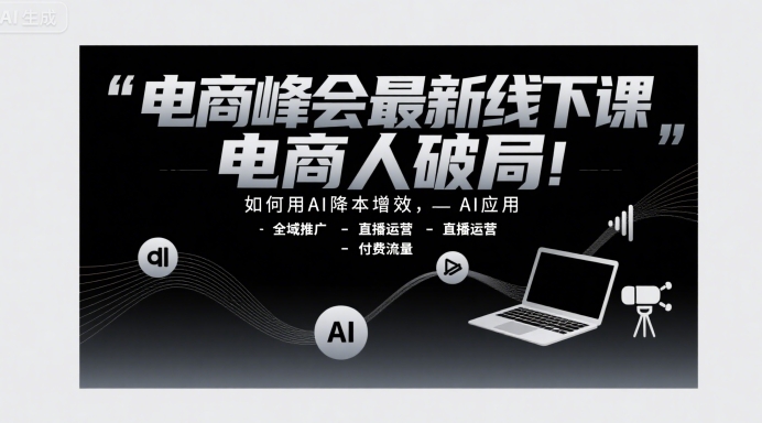电商峰会最新线下课，电商人破局，如何用AI降本增效，AI应用-全域推广-直播运营-付费流量-佳腾网赚