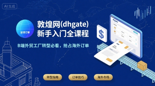 敦煌网(dhgate)新手入门全课程，B端外贸工厂转型必看，抢占海外订单-佳腾网赚
