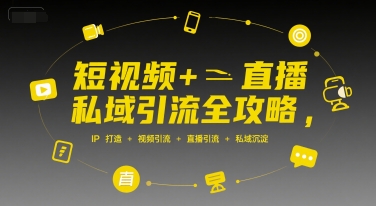 短视频+直播私域引流全攻略，IP打造 +视频引流 +直播引流 +私域沉淀-佳腾网赚