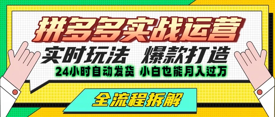 拼多多最新实战运营高投产：长久稳定项目，单店利润一天三位数-佳腾网赚