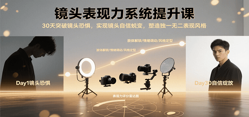 镜头表现力系统提升课，30天突破镜头恐惧实现自信蜕变，塑造独一无二表现风格-佳腾网赚