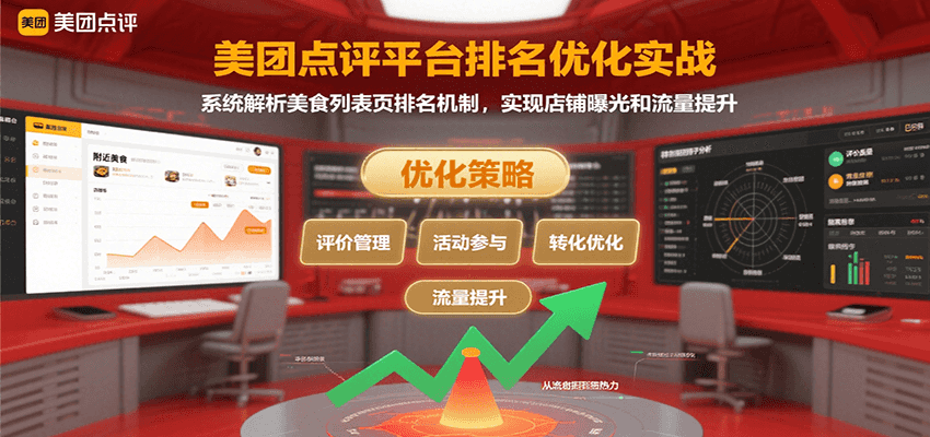 美团点评平台排名优化实战，系统解析美食列表页排名机制，实现店铺曝光和流量提升-佳腾网赚