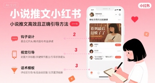 小说推文小红书高转化引导方法实操课，小说推文高效且正确引导方法-佳腾网赚