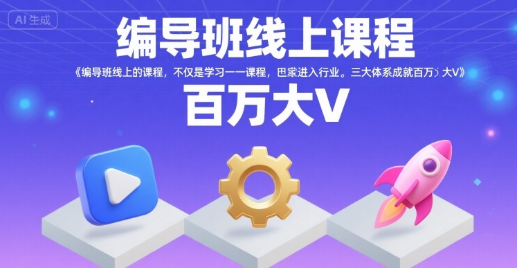 编导班线上课程，不仅是学习一门课程，更是进入一个行业，三大体系成就百万大V-佳腾网赚