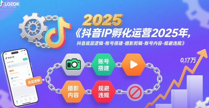 抖音IP孵化运营2025年，抖音底层逻辑-账号搭建-摄影剪辑-账号内容-规避违规-佳腾网赚
