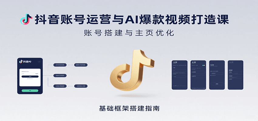 抖音账号运营与AI爆款视频打造课：含账号搭建、运营及多种AI特效视频制作方法-佳腾网赚