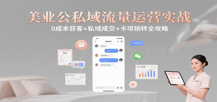 美业公私域流量运营实战：0成本获客+私域成交+卡项销转全攻略-佳腾网赚
