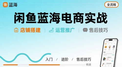 闲鱼蓝海电商实战，店铺搭建运营售后全流程-佳腾网赚