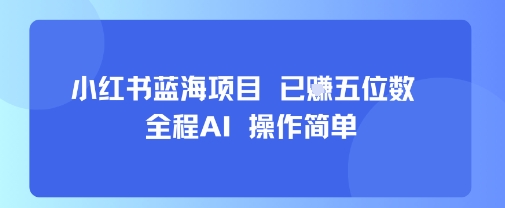 小红书蓝海项目，全程AI，操作简单，已挣五位数-佳腾网赚