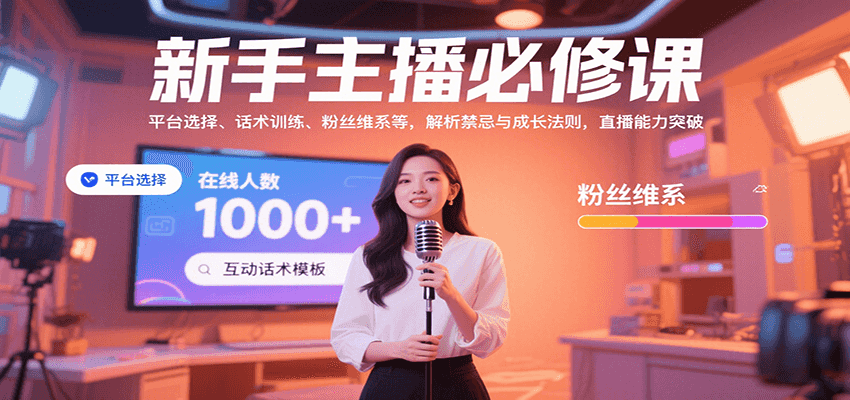 新手主播必修课：平台选择、话术训练、粉丝维系等，解析禁忌与成长法则，突破直播能力-佳腾网赚