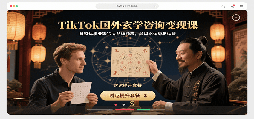 TikTok国外玄学咨询变现课，含财运事业等12大命理领域，融风水运势与运营-佳腾网赚