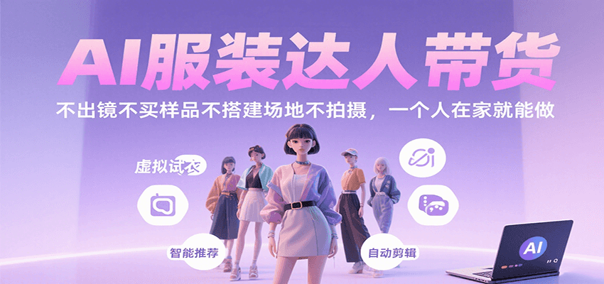 AI服装达人带货，不出镜不买样品不搭建场地不拍摄，一个人在家就能做-佳腾网赚