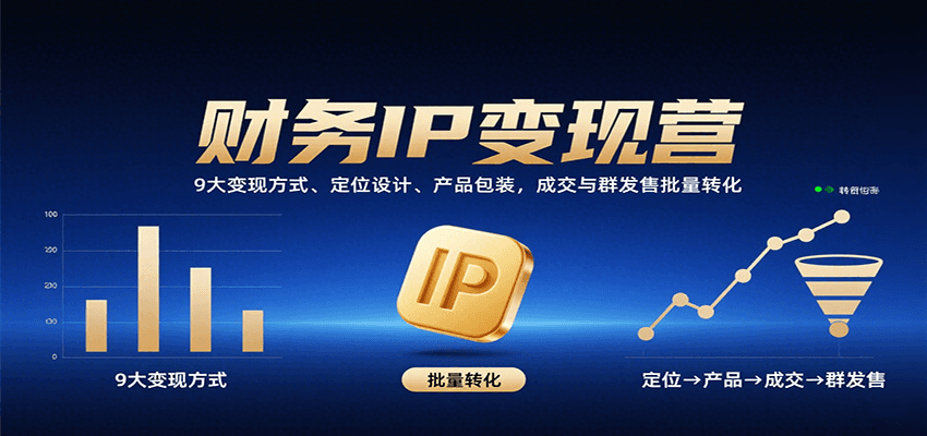 财务IP变现营：9大变现方式、定位设计、产品包装，成交与群发售批量转化-佳腾网赚