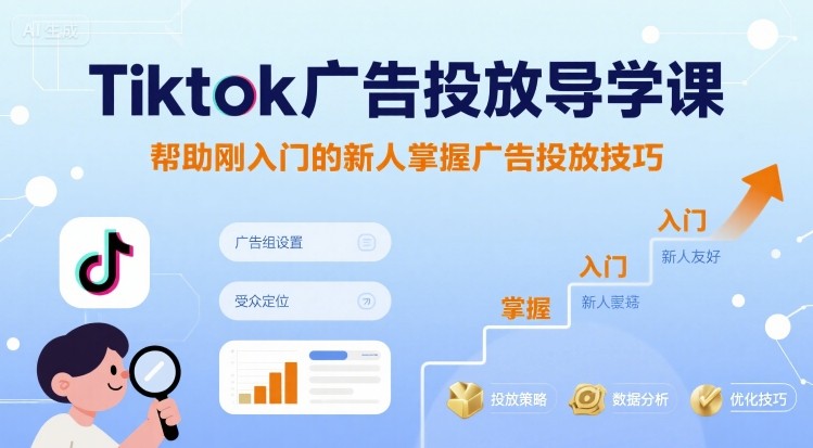 Tiktok广告投放导学课，帮助刚入门的新人掌握广告投放技巧-佳腾网赚