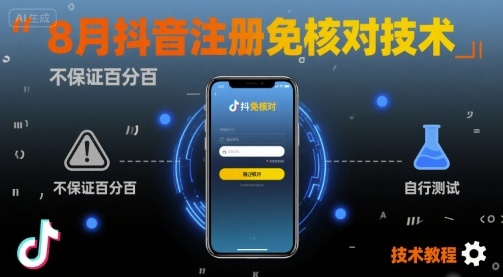 8月抖音注册免核对技术，不保证百分百，自测-佳腾网赚