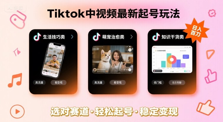 Tiktok中视频最新起号玩法，想要日入百刀，做好这几个赛道就可以了-佳腾网赚