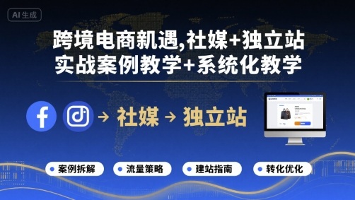 跨境电商新机遇，社媒+独立站，实战案例教学+系统化教学-佳腾网赚