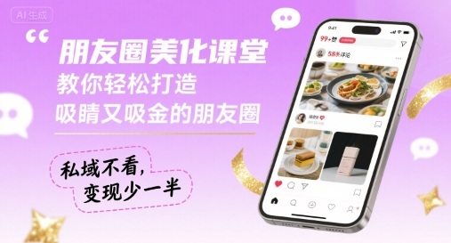 朋友圈美化课堂，教你轻松打造，吸睛又吸金的朋友圈，私域不看，变现少一半-佳腾网赚