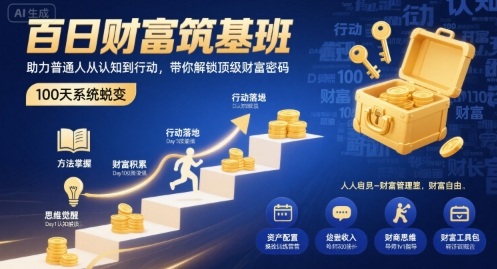 百日财富筑基班，助力普通人从认知到行动，带你解锁顶级财富密码-佳腾网赚