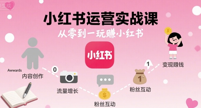小红书运营实战课，从零到一玩賺小红书-佳腾网赚