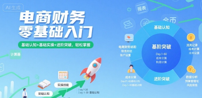 电商财务零基础入门，基础认知+基础实操+进阶突破，轻松掌握-佳腾网赚