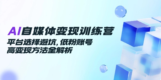 AI自媒体变现训练营，平台选择避坑，低粉账号高变现方法全解析-佳腾网赚