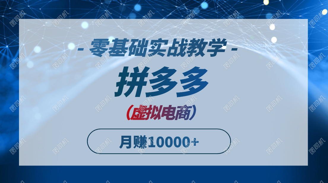 拼多多虚拟电商，零基础实战教学，快速打爆商品，新手也能月入10000+-佳腾网赚