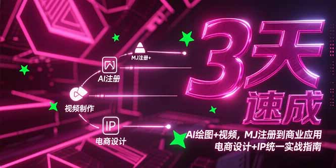 3天速成AI绘图+视频，MJ注册到商业应用，电商设计+IP统一实战指南-佳腾网赚