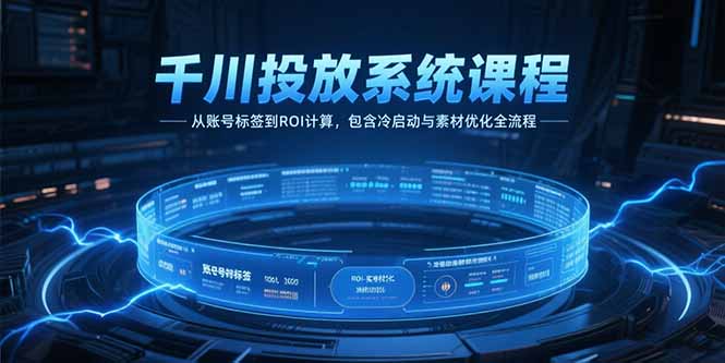 千川投放系统课程，从账号标签到ROI计算，包含冷启动与素材优化全流程-佳腾网赚