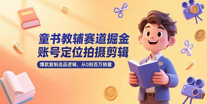 童书教辅赛道掘金，账号定位拍摄剪辑，爆款复制选品逻辑，从0到百万销量-佳腾网赚