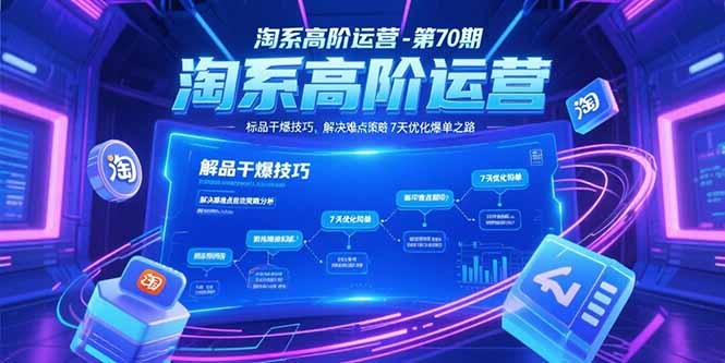 淘系高阶运营-第70期，标品干爆技巧，解决难点策略，大佬操盘方法-佳腾网赚