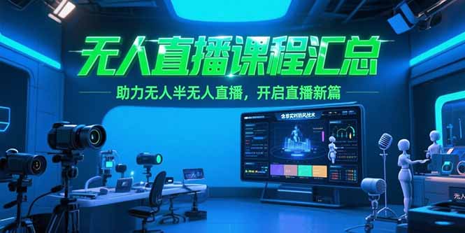 无人直播课程汇总，含非实时防风技术，助力无人半无人直播，开启直播新篇-佳腾网赚