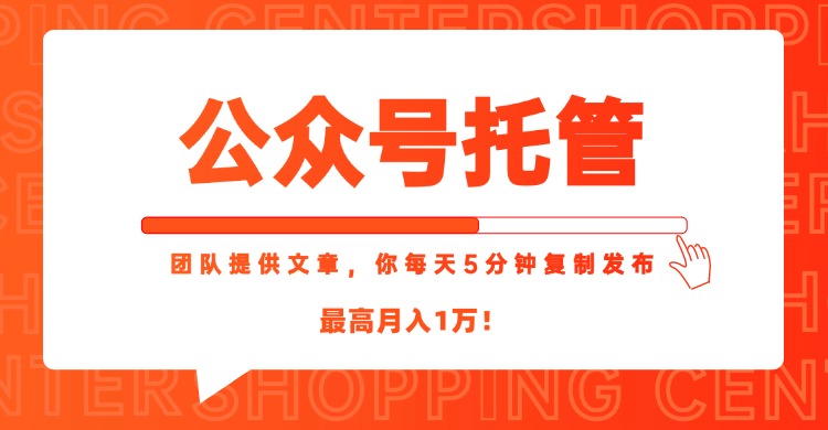 【公众号托管 】我提供文章，你每天５分钟复制发布，最高月入1W-佳腾网赚