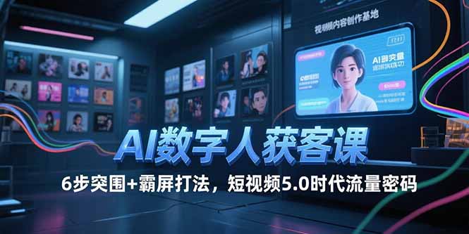 AI数字人获客课，6步突围+霸屏打法，短视频5.0时代流量密码-佳腾网赚