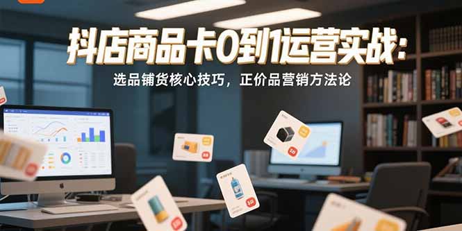 抖店商品卡0到1运营实战：选品铺货核心技巧，正价品营销方法论-佳腾网赚
