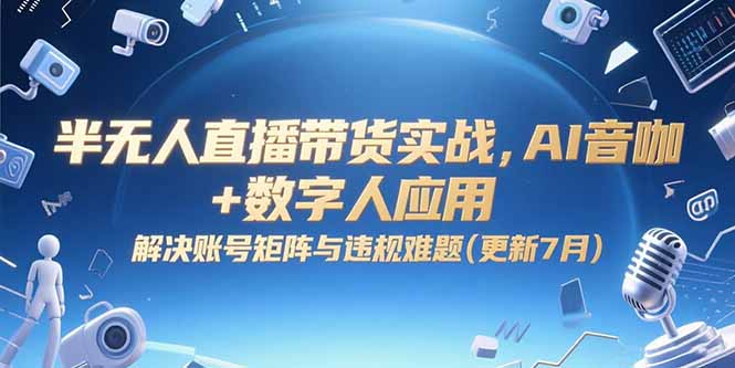 半无人直播带货实战，AI音咖+数字人应用 解决账号矩阵与违规难题(更新7月-佳腾网赚