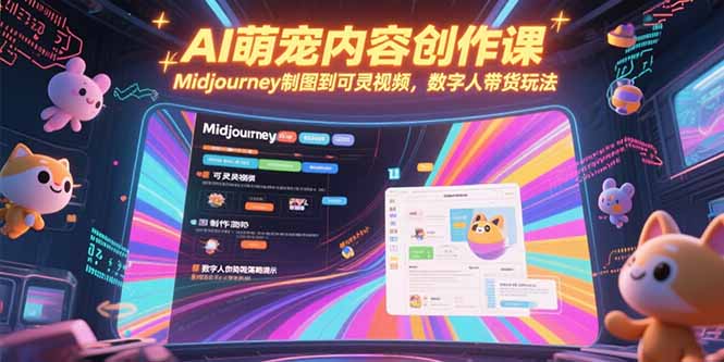 AI萌宠内容创作课，Midjourney制图到可灵视频，数字人带货玩法-佳腾网赚