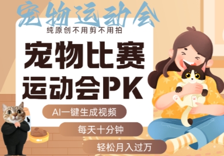 AI一键生成宠物比赛运动会PK视频，纯原创不用剪不用拍，每天十分钟，轻松月入过1W+-佳腾网赚