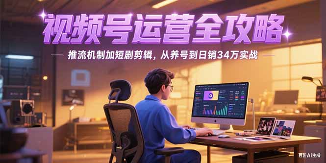 2025视频号运营全攻略，推流机制加短剧剪辑，从养号到日销34万实战-佳腾网赚