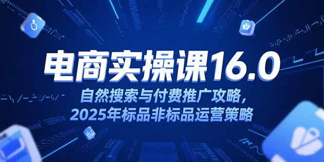 淘宝电商运营课16.0，自然搜索与付费推广攻略，2025年标品非标品运营策略-佳腾网赚