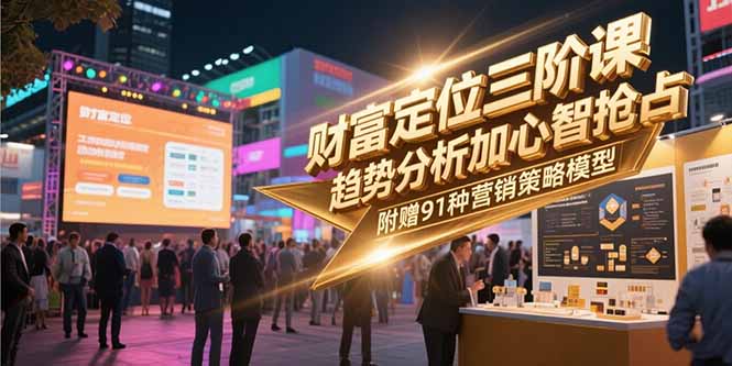 财富定位三阶课，趋势分析加心智抢占，附赠91种营销策略模型-佳腾网赚