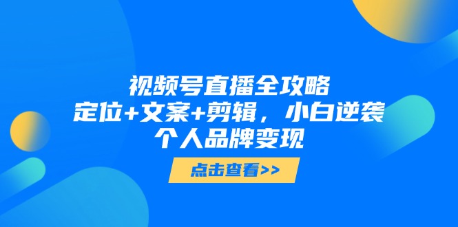 视频号直播全攻略，定位+文案+剪辑，小白逆袭个人品牌变现-佳腾网赚