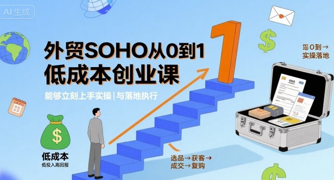外贸SOHO从0到1低成本创业课，能够立刻上手实操与落地执行-佳腾网赚
