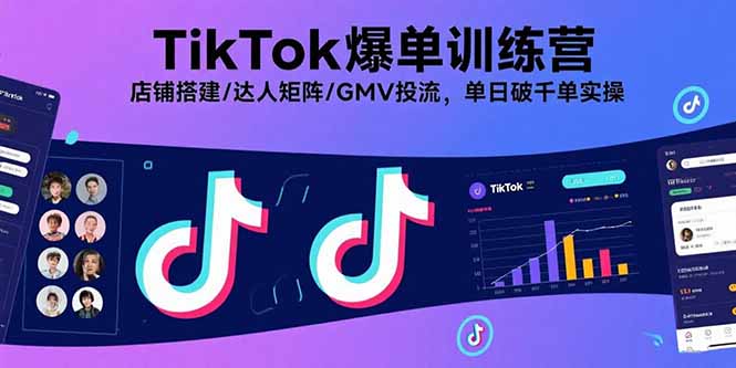 TikTok爆单训练营，店铺搭建/达人矩阵/GMV投流，单日破千单实操-佳腾网赚