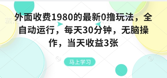 外面收费1980的最新0撸玩法，全自动挂G，每天30分钟，无脑操作，当天收益3张【揭秘】-佳腾网赚