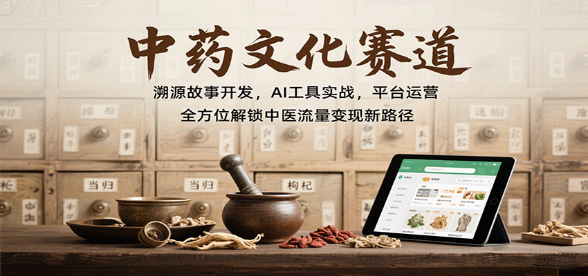 中药文化赛道：溯源故事开发，AI工具实战，平台运营，全方位解锁中医流量变现新路径-佳腾网赚