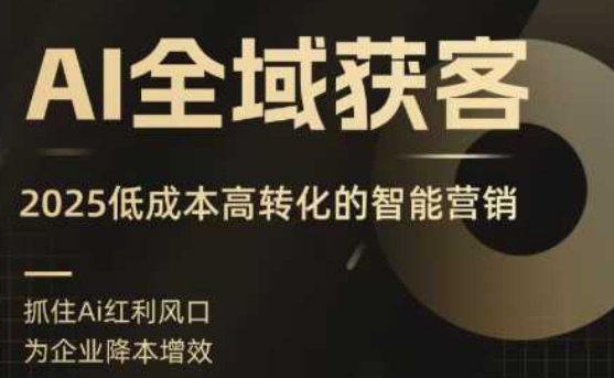 AI全域获客实训营，2025低成本高转化的智能营销，精准找客，高效营销-佳腾网赚
