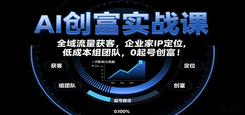 AI创富实战课：企业家IP定位，全域流量获客，低成本组团队，0起号创富！-佳腾网赚