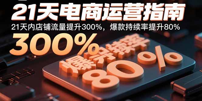 21天电商运营指南：21天内店铺流量提升300%，爆款持续率提升80%-佳腾网赚